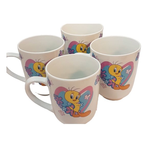 Set of 4 Vintage Warner Brothers Looney Tunes Tweetie Bird Mugs Teacups Gibson - Picture 5 of 16